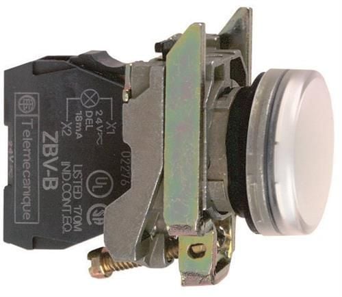 Schneider Electric XB4BVB1, Valkoinen, IP66, CSA, 24 V, 2,2 cm