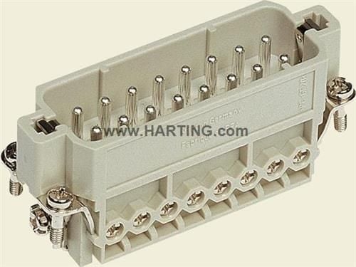 HARTING HAN A -liitin, insert-tyyppi 16Aruuviliitin max 2,5mm2, 16A16napainen