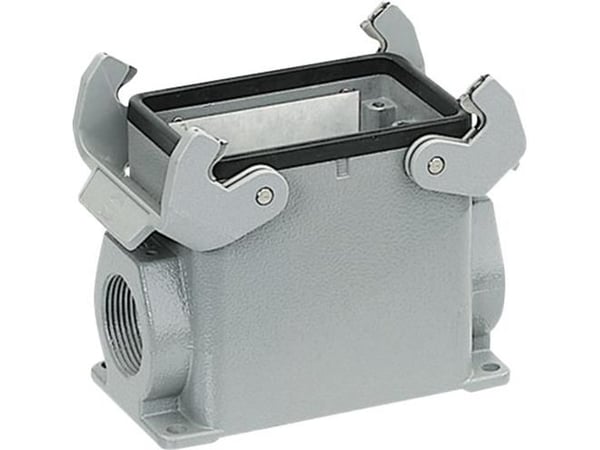 HARTING HAN B -liitäntäpistorasia tyyppi 24B,2 x M32-kulmaus, metallia, pinta-asennus lukitusklipsillä varustettuna