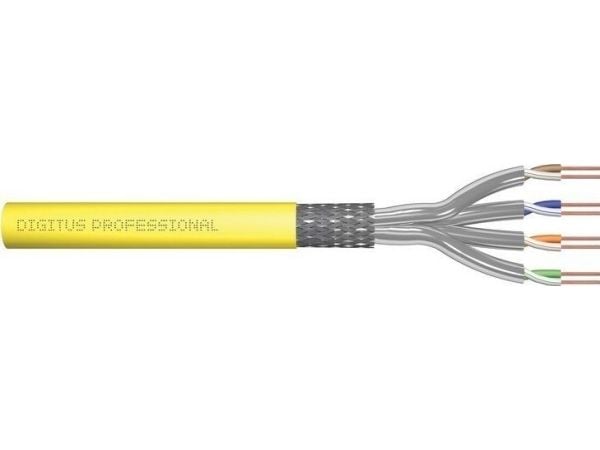 DIGITUS Professional - Installation cable - 8.2 mm - S/FTP - simpleks - CAT 7a - IEEE 802.5/IEEE 802.3 - halogenfri, riser, solid, campus - gul, RA...