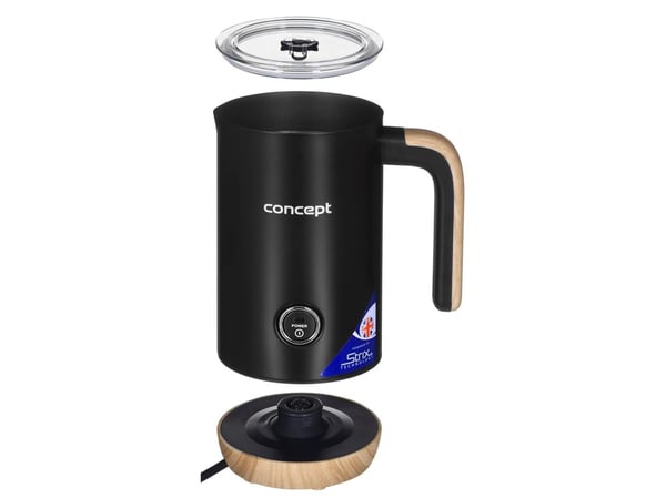 Concept NM4101, Handhållen elektrisk mjölkskummare, Svart, Rostfritt stål, 240 ml, 0,8 m, AC