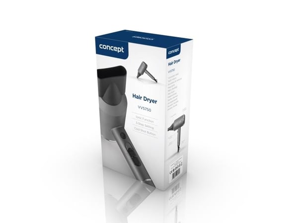 Concept VV5750, Grå, 1,6 m, 1600 W, 220-240 V, 50 - 60 hz, 150 mm