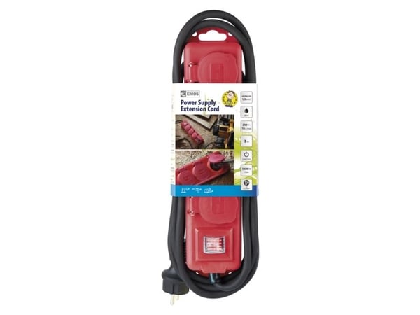 Emos P14131, 4 AC-pistorasia(a), Tyyppi E, 250 V, 3680 W, 16 A, 1,5 mm²