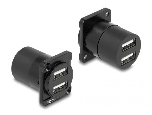 Delock - D-Type - USB-sokkelmekanisme - USB 2.0 - USB - 2 USB-sokler - svart
