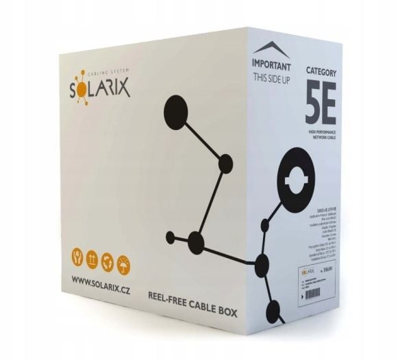 Asennuskaapeli Solarix ulkokäyttöön UTP, Cat5E, johto, PE, laatikko 305m SXKD-5E-UTP-PE