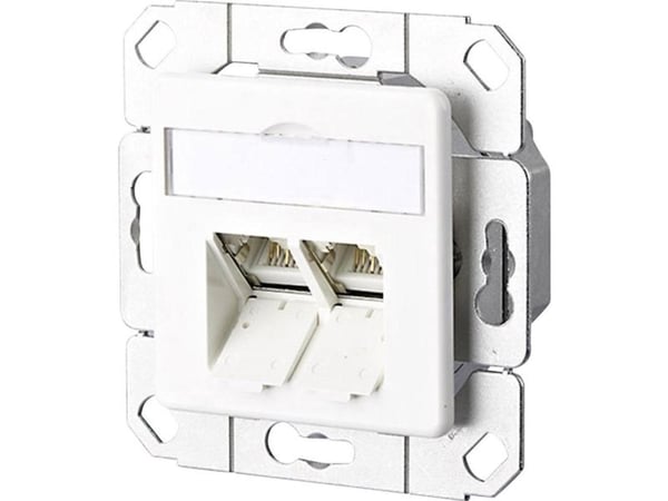 METZ CONNECT E-DAT - Planforsænket stikdåse - RJ-45 X 2 - ren hvid, RAL 9010