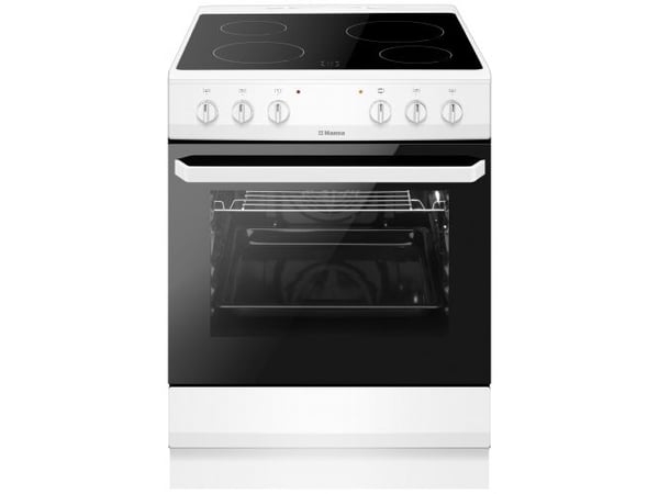 Hansa FCCW680009, Frittstående komfyr, Hvit, Rotasjon, Front, Keramisk, 4 zone(s)