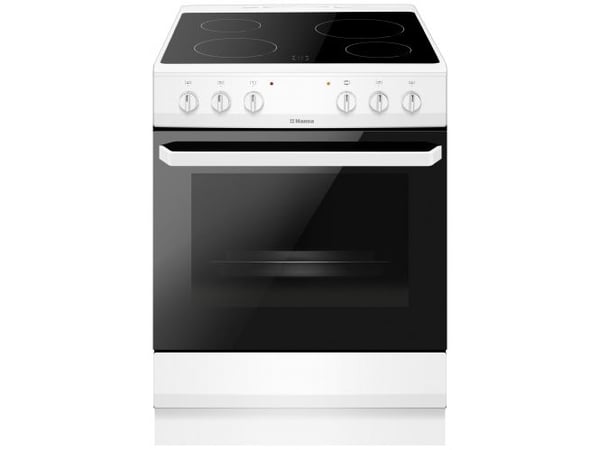 Hansa FCCW680009, Frittstående komfyr, Hvit, Rotasjon, Front, Keramisk, 4 zone(s)