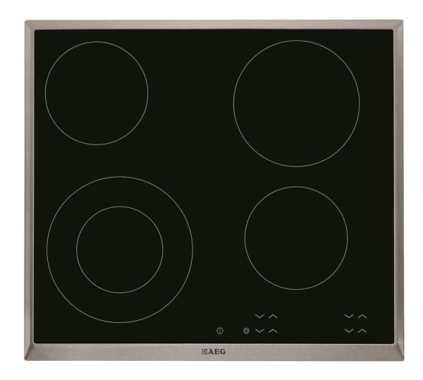 AEG HK624010XB - Keramisk komfyrtopp - 4 plater - Nisje - bredde: 56 cm - dybde: 49 cm - med pynt av rustfritt stål - svart
