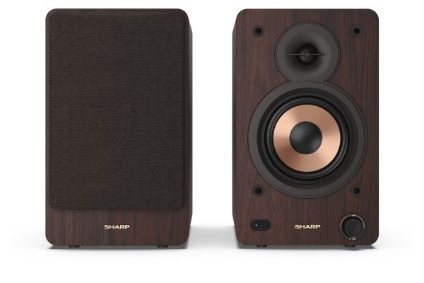 Sharp CP-SS30 - Høyttalere - 2.0-kanal - bokhylle - trådløs - Bluetooth - USB - 60 watt (Total) - brun
