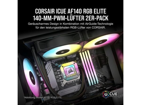 CORSAIR iCUE AF140 RGB ELITE - Kabinettvifte - høyytelses - 140 mm - svart (en pakke 2)
