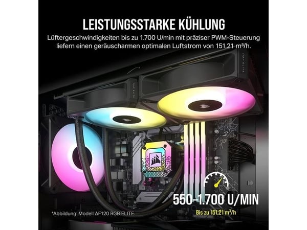 CORSAIR iCUE AF140 RGB ELITE - Kabinettvifte - høyytelses - 140 mm - svart (en pakke 2)