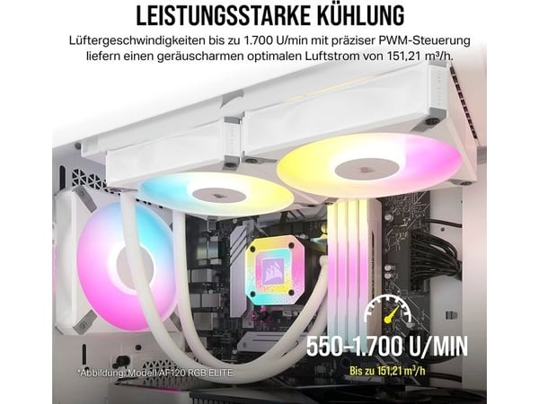CORSAIR iCUE AF140 RGB ELITE - Kabinettvifte - 140 mm - hvit (en pakke 2)