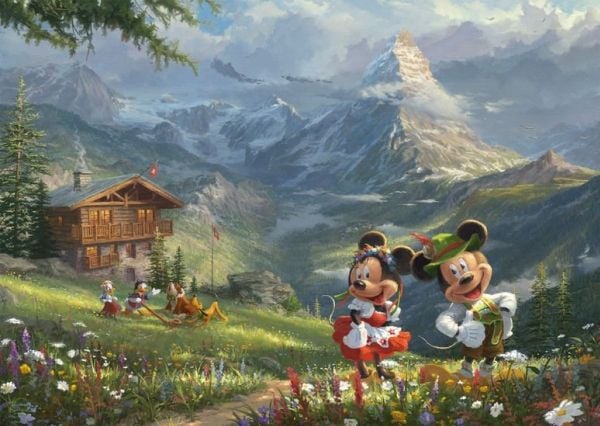 Puslespill 1000 brikker Mickey & Minnie i Alpene Disney T. Kinkade 110792