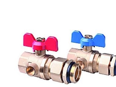 Danfoss kuglehanesæt 1'' 2stk - Med nippel/omløber. Til gulvvarmemanifolde FHF og FHF-F