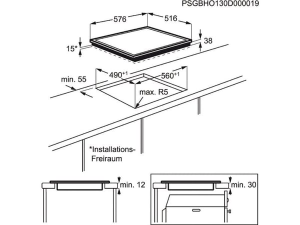 AEG HE604062XB, Sort, Innebygget, Glass, 4 zone(s), 4 zone(s), Normal