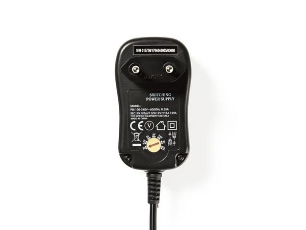 Nedis ACPA001 - Strømadapter - 12 watt - 1 A - på kabel: DC-strømjakk - svart