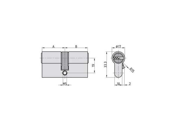 BASI V55 - 30/60 mm KA EF, europrofiilisylinteri, nikkeli, 5 kpl, 1 kpl, 404 g, 1,7 cm