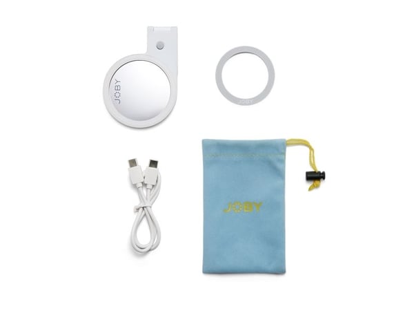 Joby Beamo, LED, Gjuten aluminium, Plast, 60 LM, 5600 K, Vit, iPhone with MagSafe, legacy iPhones, iPads, Android devices