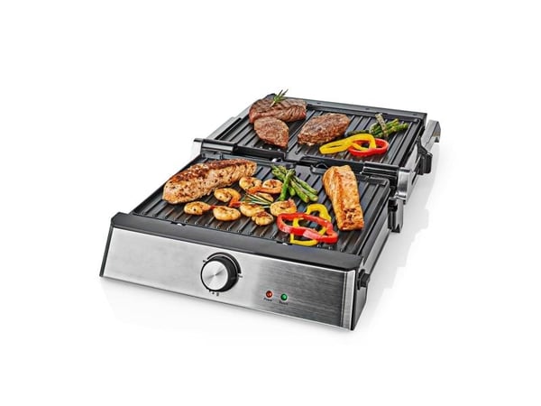 Nedis KAGR151FSR, Sort, Sølv, Plast, Rustfritt stål, firkant, Rotasjon, Griddle, 290 x 230 mm