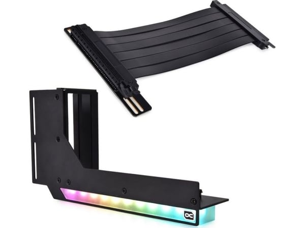 Alphacool Aurora Vertical GPU Bracket + PCI-E 3.0 x16 Riser Ribbon -kaapeli, 21 cm Alphacool Aurora Vertical GPU Bracket + PCI-E 3.0 x16 Riser Ribb...