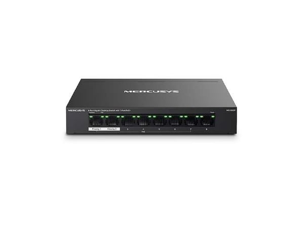 Mercusys MS108GP, Håndtert, Gigabit Ethernet (10/100/1000), Full tosidig, Strøm over Ethernet (PoE), Kan monteres på vegg