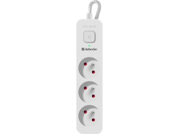 Listwa zasilajaca Defender Listwa zasilajaca Defender SFS 131 1,5 m, 3 paikkaa, valkoinen