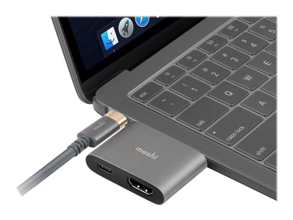 Moshi 99MO084272, Langallinen, USB 3.2 Gen 1 (3.1 Gen 1) Type-C, 60 W, Musta, Harmaa, 3840 x 2160 pikseliä, Alumiini