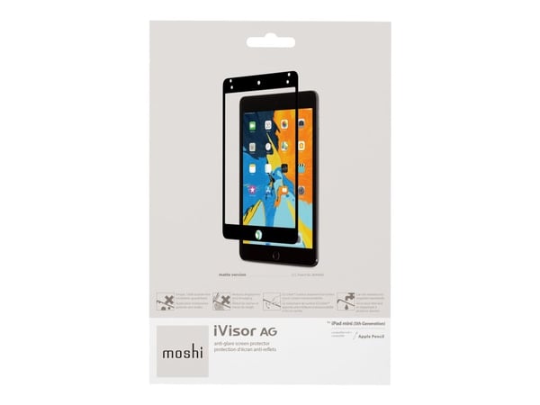 Moshi iVisor - Skjermbeskyttelse for nettbrett - rammefarge svart - for Apple iPad mini 5 (5. generasjon)