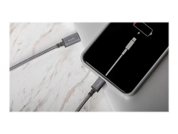 Moshi Integra - Lightning-kabel - USB-C hann til Lightning hann - 1.2 m - titangrå - USB Power Delivery (60W)