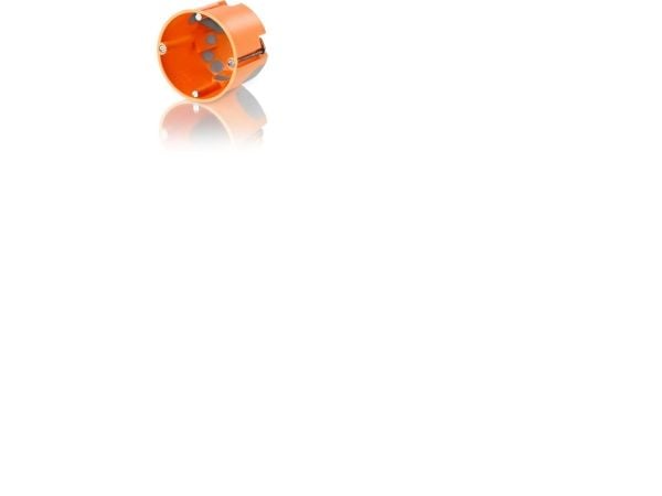 Dosa för infällt 1 modul vindtät Ø68 mm, 61 mm djup, med monteringsskruvar. Orange eurodosa. PVC-fri
