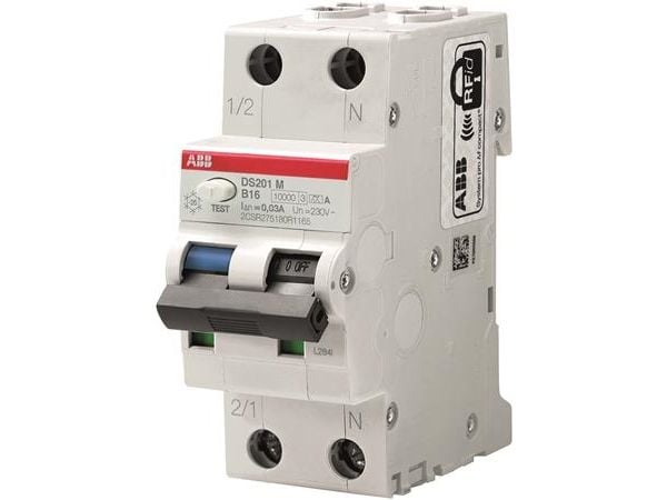 ABB DS201, Residual-current device with overcurrent protection (RCBO), Typ A, 15000 A, IP20, IP40