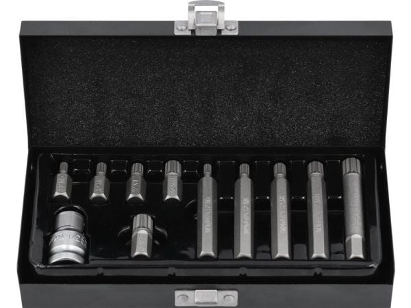 Yato YT-0415, 10 stykker, 12-spline flens, M10, M12, M5, M6, M8, Stål, 25,4 / 2 mm (1 / 2")