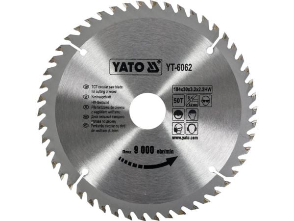 Yato YT-6062, Plast, Tre, 18,4 cm, 3 cm, Tungsten Carbide Tipped (TCT), 2,2 mm, 9000 RPM
