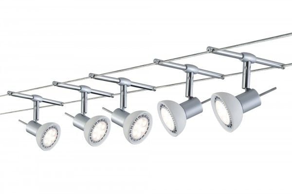 Paulmann 94136, Spotlight på skinne, GU5.3, 5 ampuller, LED, 10 W, Kromfarget