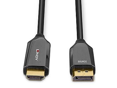 Lindy 40932, 3 m, DisplayPort, HDMI, Hankjønn, Hankjønn, Rett