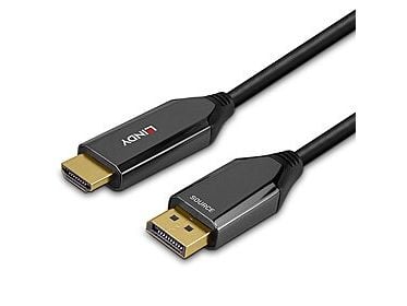 Lindy 40932, 3 m, DisplayPort, HDMI, Hankjønn, Hankjønn, Rett