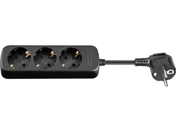 Microconnect GRU003B-WOS, 1,5 m, Sisätila, Tyyppi F, Musta, 3 AC-pistorasia(a), 250 V