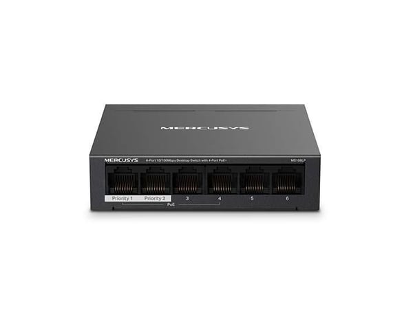 Mercusys MS106LP, Håndtert, Fast Ethernet (10/100), Strøm over Ethernet (PoE), Kan monteres på vegg