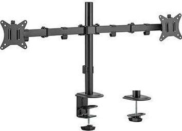 Gembird MA-D2-01 - Monteringssett (skrivebordsklemmemontering, 2 justerbare armer, stangmontering, maljeklemme) - for 2 LCD-skjermer - stål, plasti...