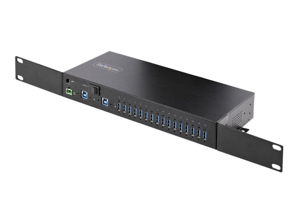 Startech 16-Port Industrial USB 3.0 Hub 5Gbps, Metal, DIN/Surface/Rack Mountable, ESD Protection, Terminal Block Power, up to 120W Shared USB Charg...