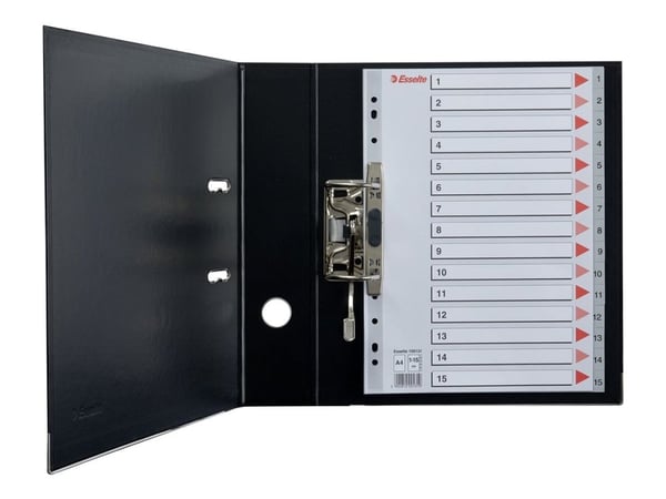 Esselte - Inndeler - fortrykt: 1-15 - for A4 (210 x 297 mm) - med fliker - grå