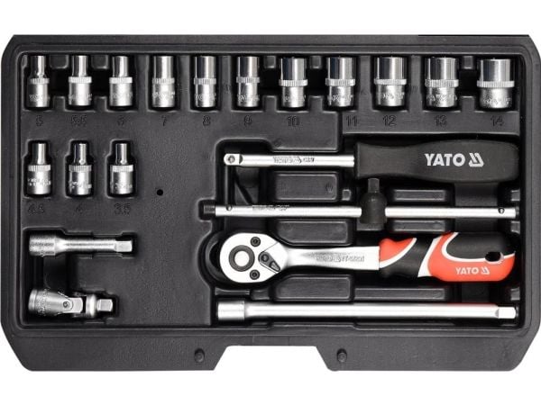 Yato YT-14491, Kromvanadiumstål, Sort, Metallisk, Rød, 20 verktøy