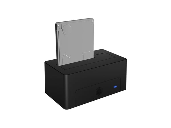 ICY BOX IB-1121-U3 - HDD / SSD-dokkestasjon - brønner: 1 - 2,5" / 3,5" delt - SATA 6Gb/s - USB 3.2 (Gen 1) - svart