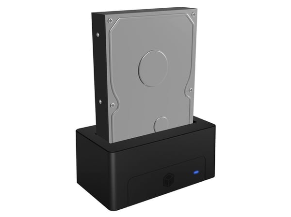 ICY BOX IB-1121-U3 - HDD / SSD-dokkestasjon - brønner: 1 - 2,5" / 3,5" delt - SATA 6Gb/s - USB 3.2 (Gen 1) - svart