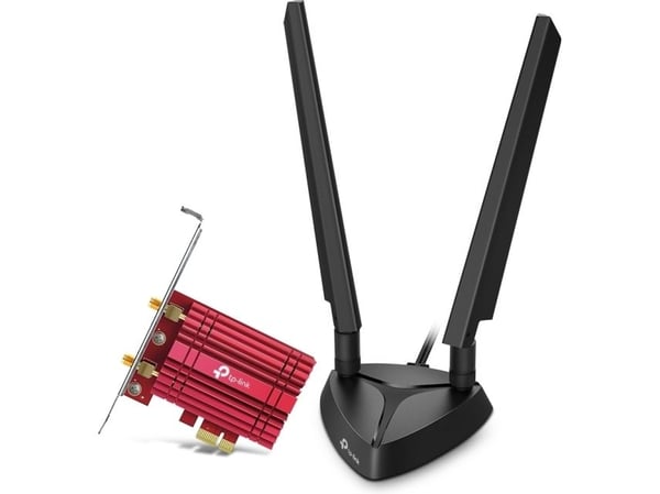 TP-Link Archer TXE75E, Intern, Trådløs, PCI Express, WLAN / Bluetooth, 5400 Mbit/s, Svart, Rød