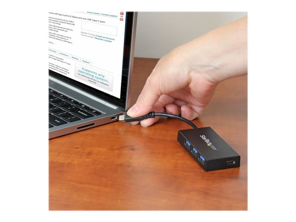 Startech 4-Port USB 3.0 Hub - Powered USB 3.1 Gen 1 Hub - USB-C to 1x USB-C and 3x USB-A Adapter - USB-C Port Expander (HB30C3A1CFB) - Hub - 4 x Su...