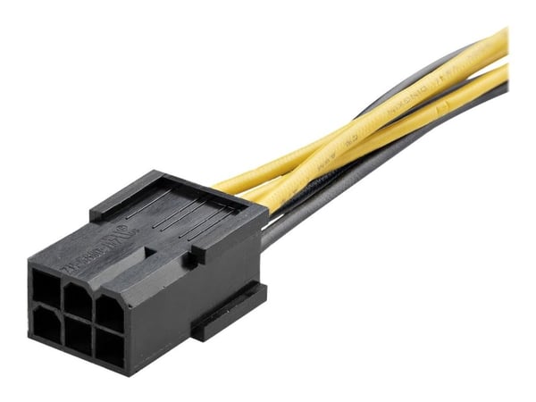 StarTech PCI Express 6 pin to 8 pin Power Adapter Cable - Strømadapter - 6-pins PCIe-strøm (hunn) til 8-pins PCIe-strøm (hann) - 15.5 cm - gul - fo...