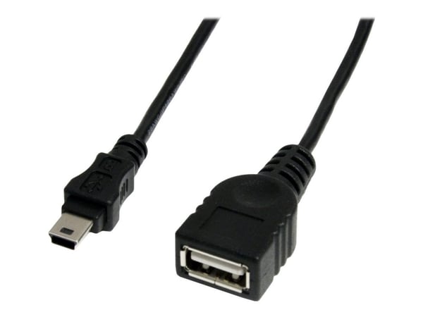 StarTech 1 ft Mini USB 2.0 Cable - USB A to Mini B F/M - USB cable - USB (F) to mini-USB Type B (M) - USB 2.0 - 1 ft - black - USBMUSBFM1 - USB-kab...