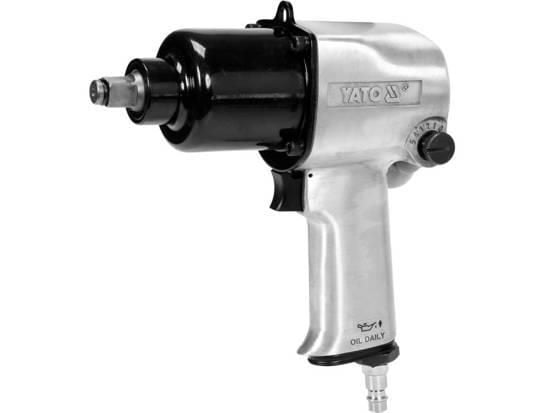Yato YT-09525, Pneumatisk spärrnyckel, Borstlös, Svart, Rostfritt stål, Gjuten aluminium, 1/2", 7000 RPM